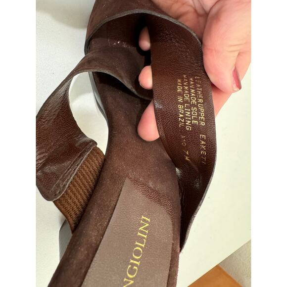 Women's Vintage Brown Suede Enzo Angiolini Sandals Heels Wood 7 - Picture 8 of 9